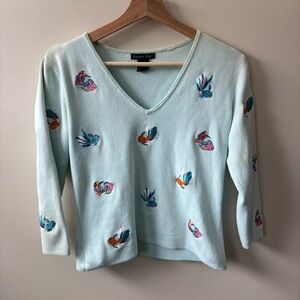 Eagles Eye Vintage Fish Embroidered Sweater